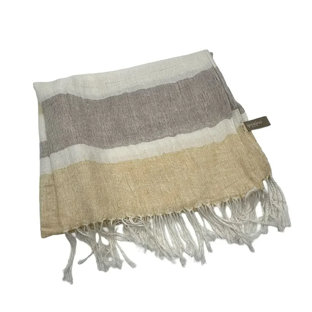 Spartina 449 Neutral Tones Striped Scarf 55% viscose 45% linen